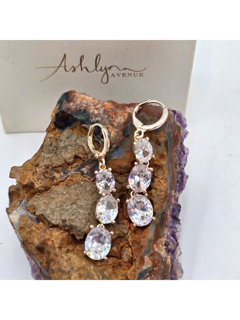 Silver Plated CZ Trio Drop Earrings 11.2 ctw Bridal Wedding Prom Statement NIB